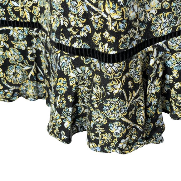 Free People Boheme Mini Dress Womens Size 4 Black Combo Long Sleeve Boho Ruffle - Picture 6 of 14